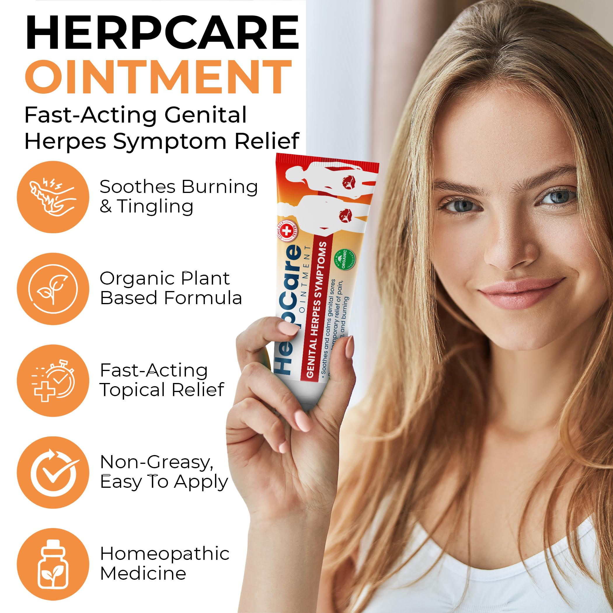 Herpcare aplicación suave para área genital cómodo en piel sensible