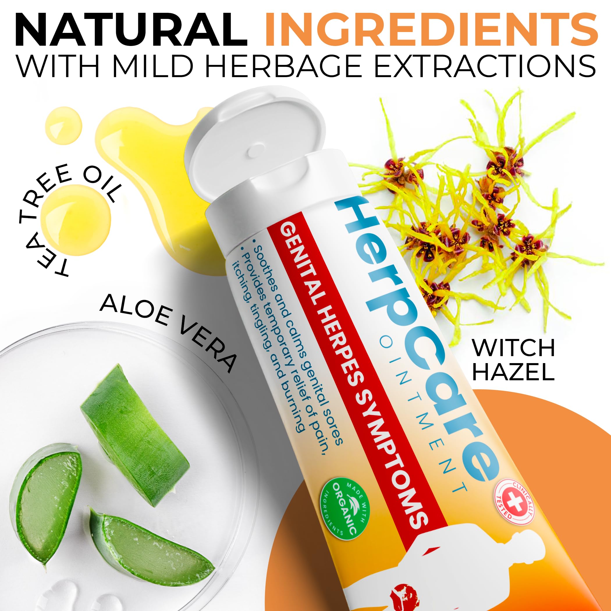 Herpcare ingredientes orgánicos Kochia Scoparia alivio suave sin químicos agresivos