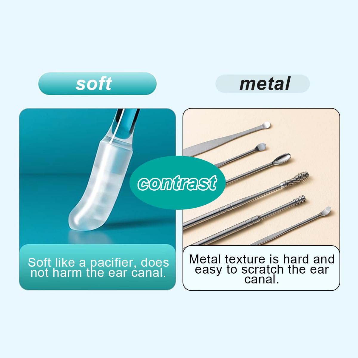 Herramienta adhesiva para cerumen, tapa-antipolvo incluida para almacenamiento.