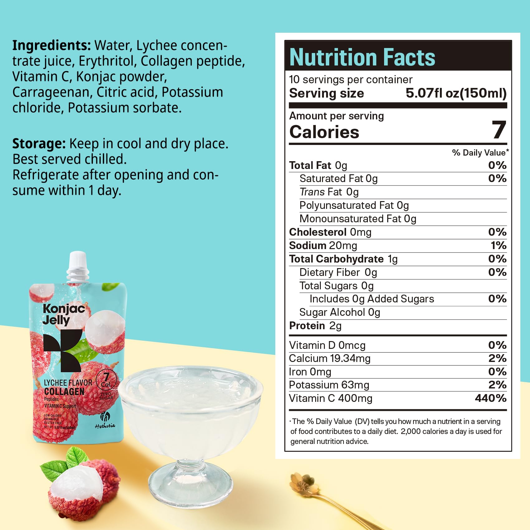 Con peptidos de colágeno y lychee, merienda nutritiva de Hethstia.
