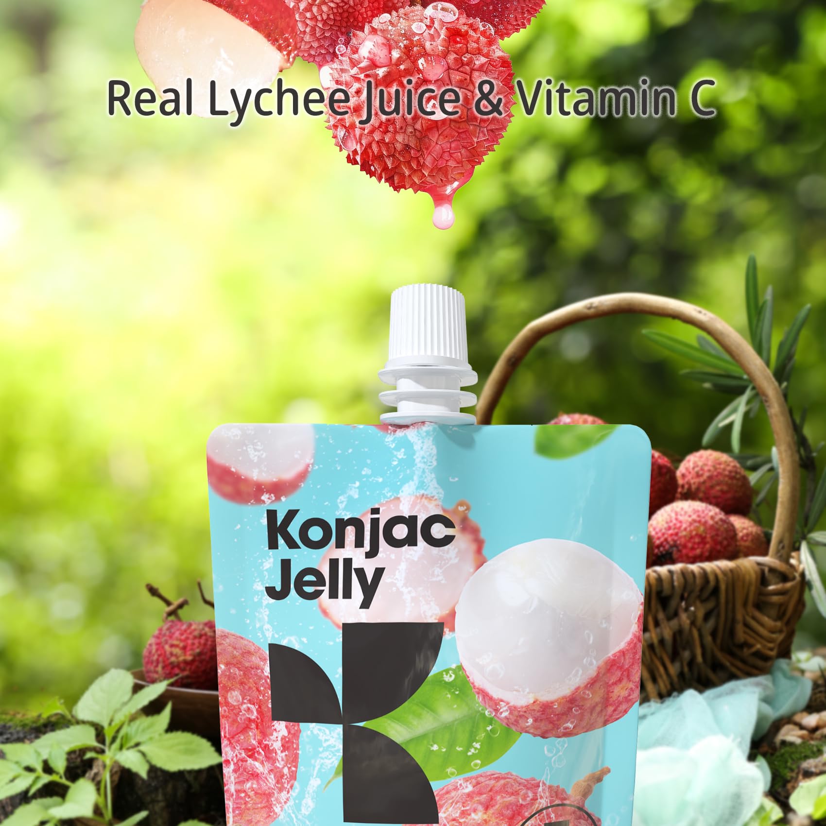 Regalo saludable: presentación atractiva de Jalea Konjac Lychee de Hethstia.