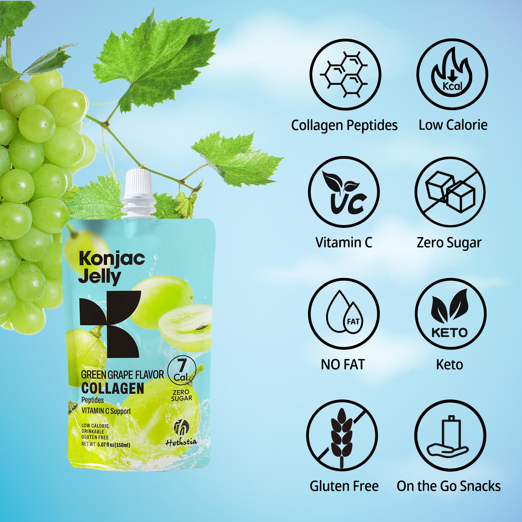 Dispensador práctico de Hethstia Konjac Jelly para meriendas rápidas.