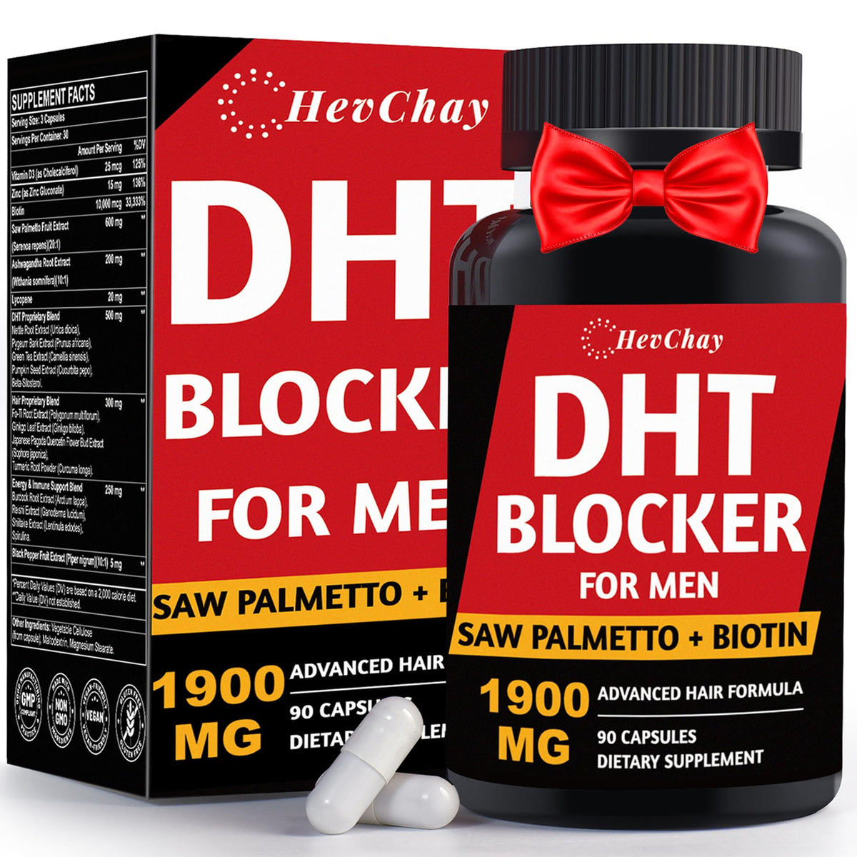 HevChay Bloqueador DHT, botella frontal, apoyo a la apariencia de densidad capilar