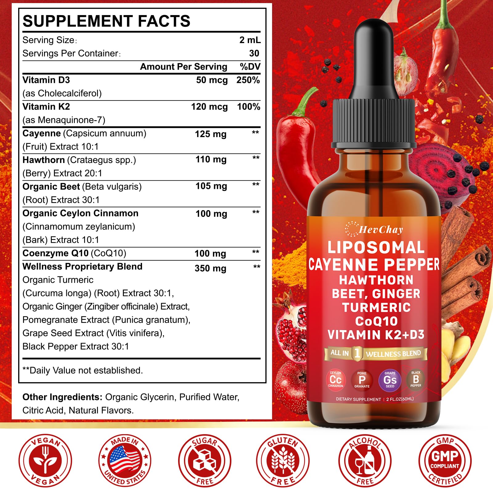 HevChay Mezcla de 12 ingredientes: potencia antioxidante para bienestar general.