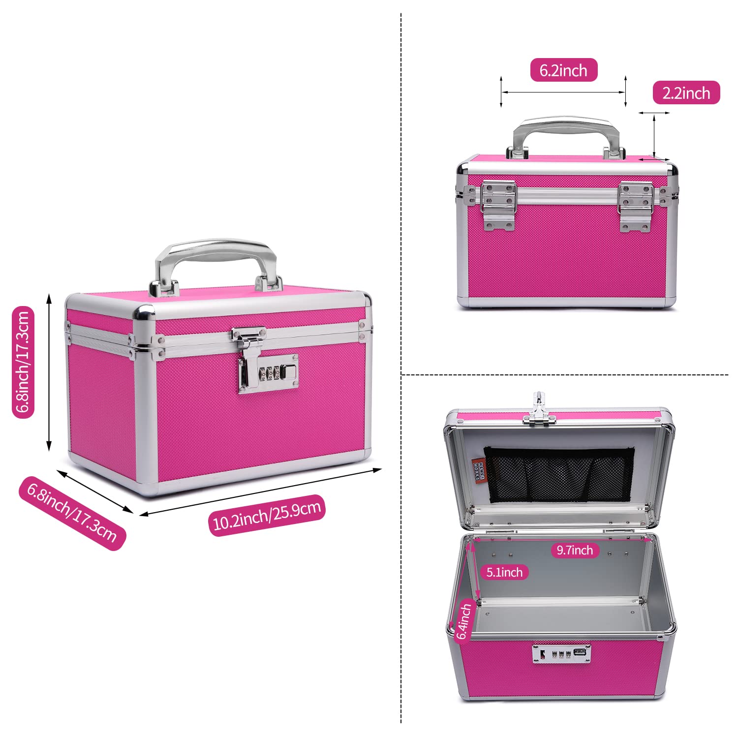 HEWEI WORKS caja-organizador-documentos rosa, ideal para documentos y valores.