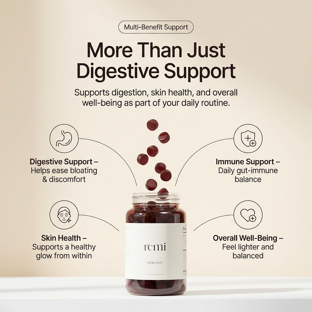 heyremi Debloat Gummies empaque portátil, ideal para bolso o viaje.