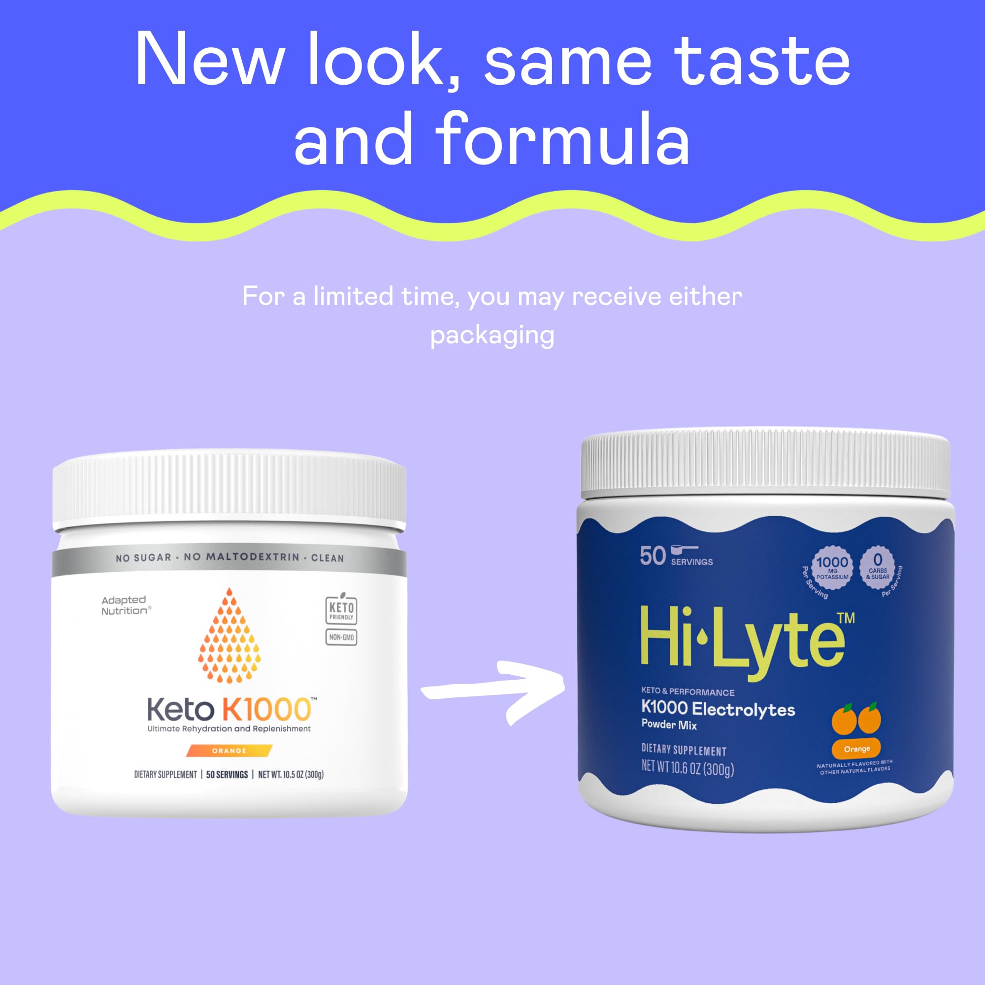 Hi-Lyte K1000, hidratación rápida con 1,000 mg de potasio por porción.