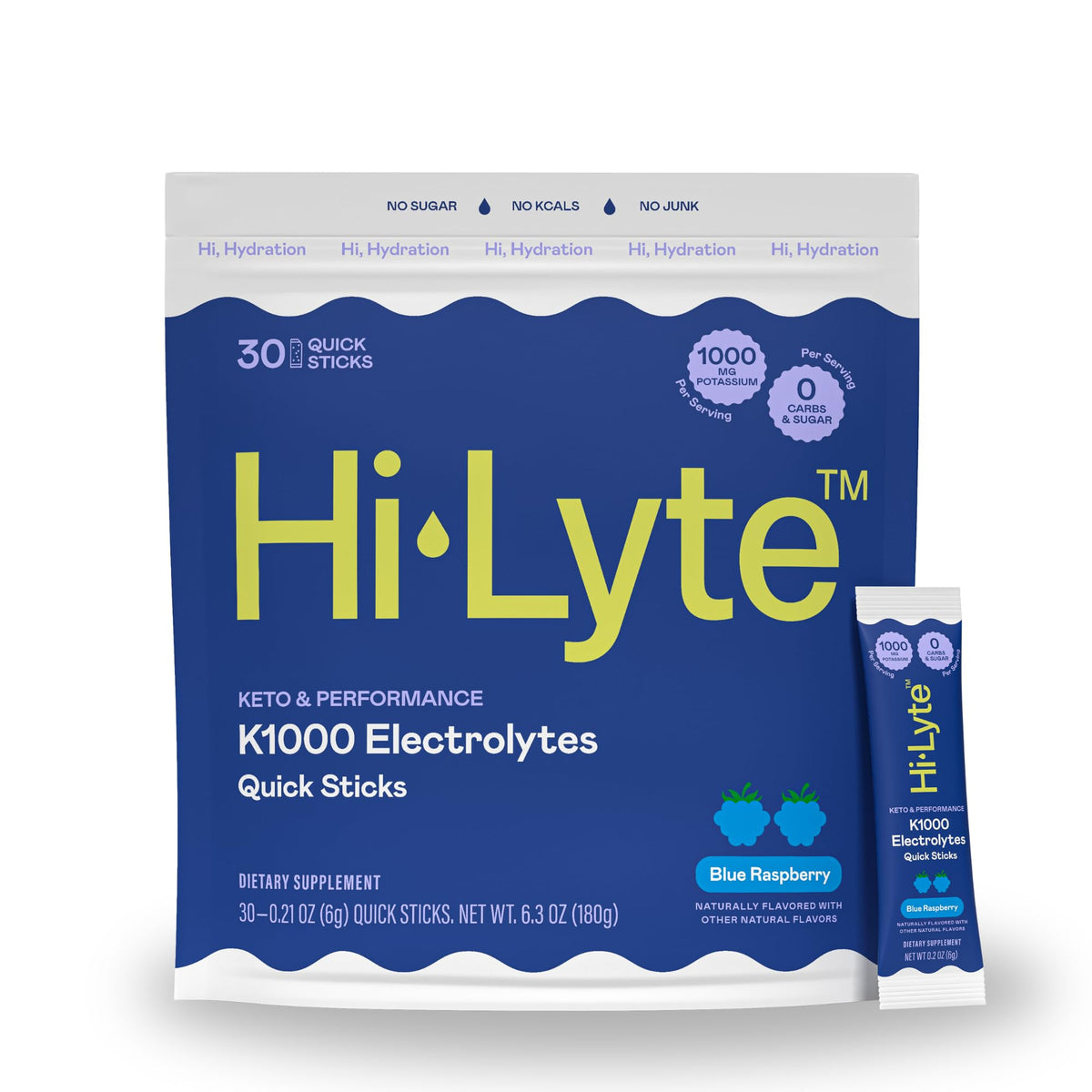 Hi-Lyte K1000 Paquete Frambuesa Azul: hidratación rápida para entrenamientos.