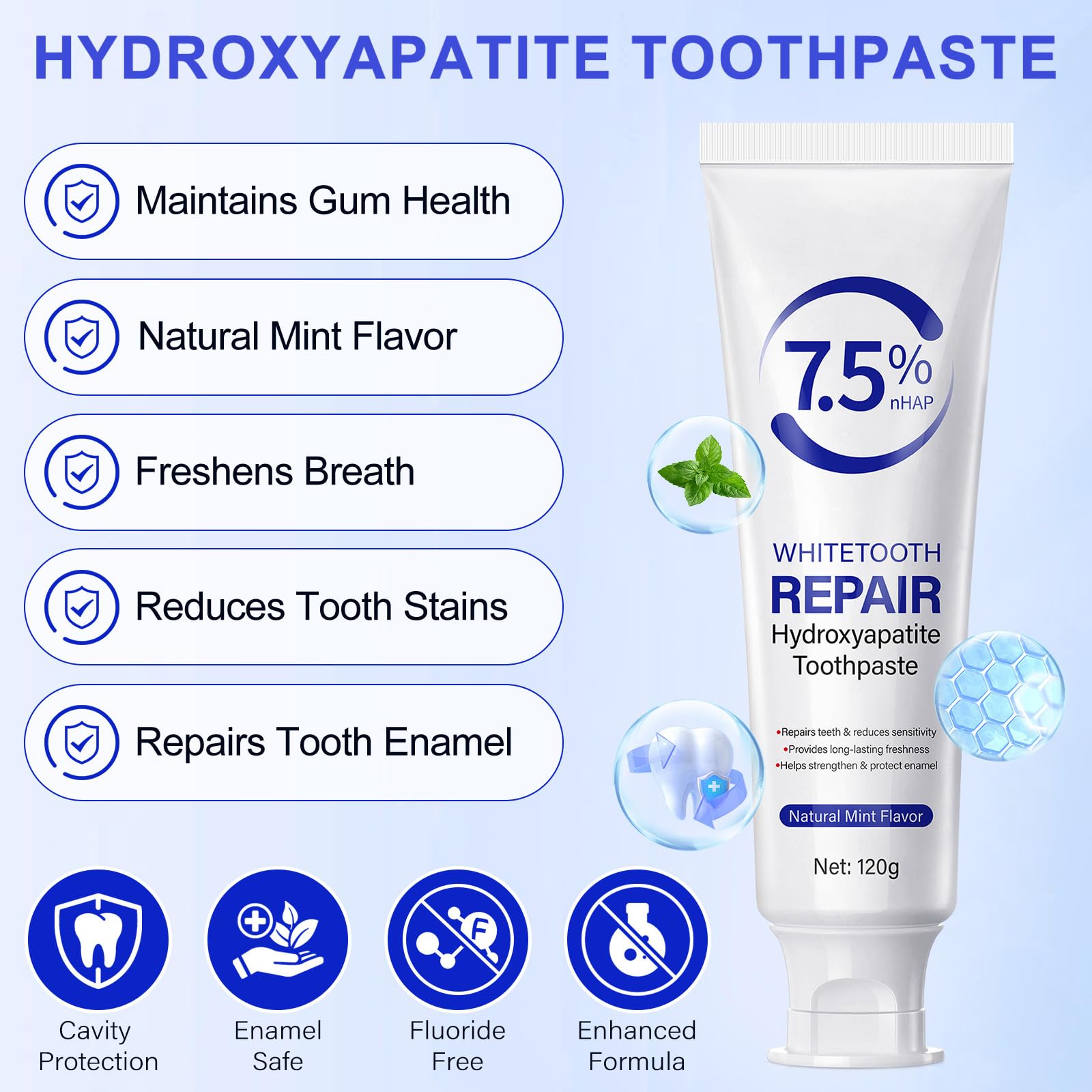 Pasta Hidroxiapatita Nano blanqueamiento suave de dientes