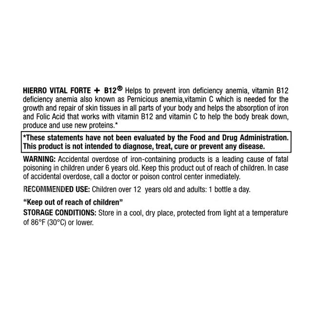 Hierro Vital Forte: apoyo en la elaboración de proteínas y recuperación.