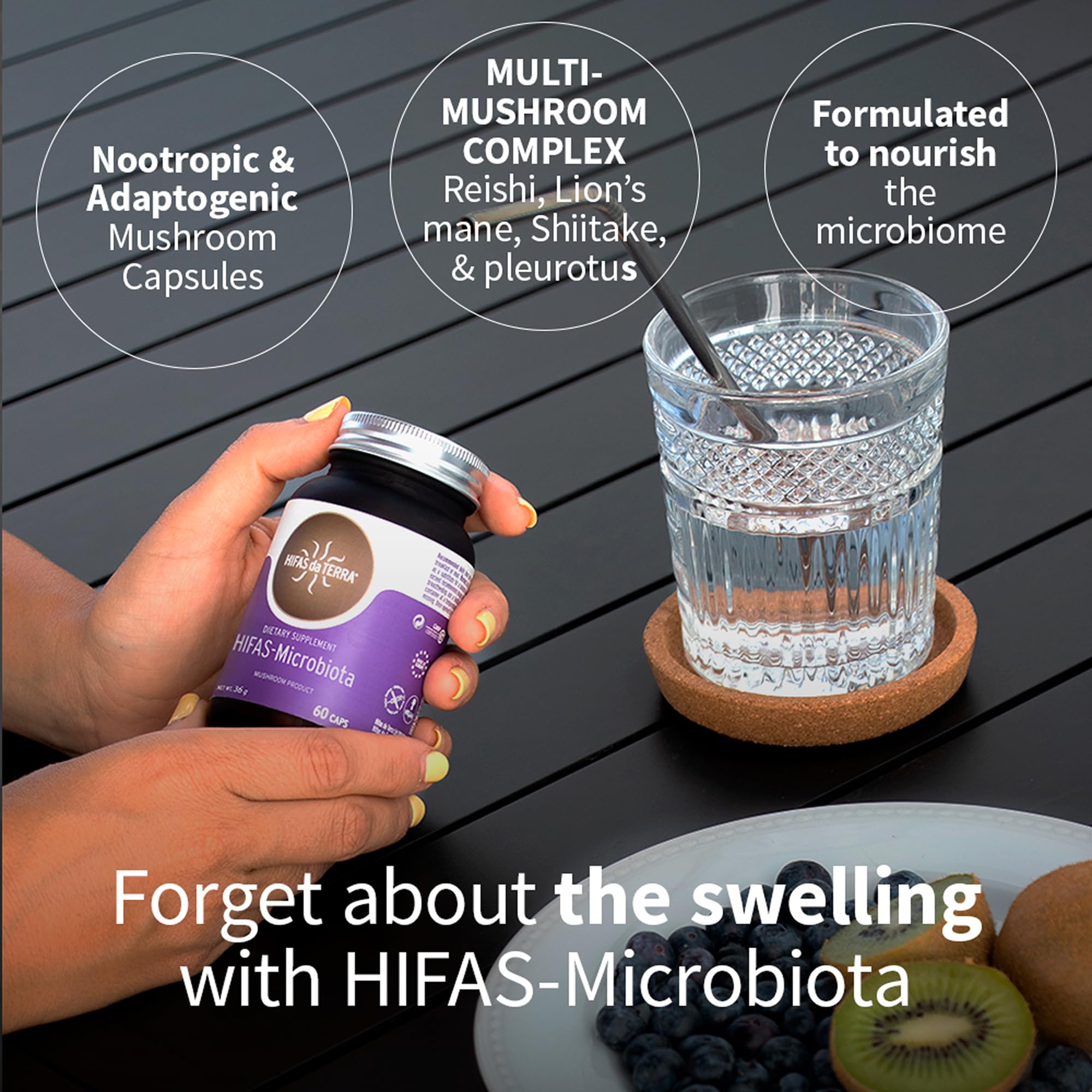 Etiqueta de Hifas-Microbiota mostrando certificaciones y transparencia para confianza