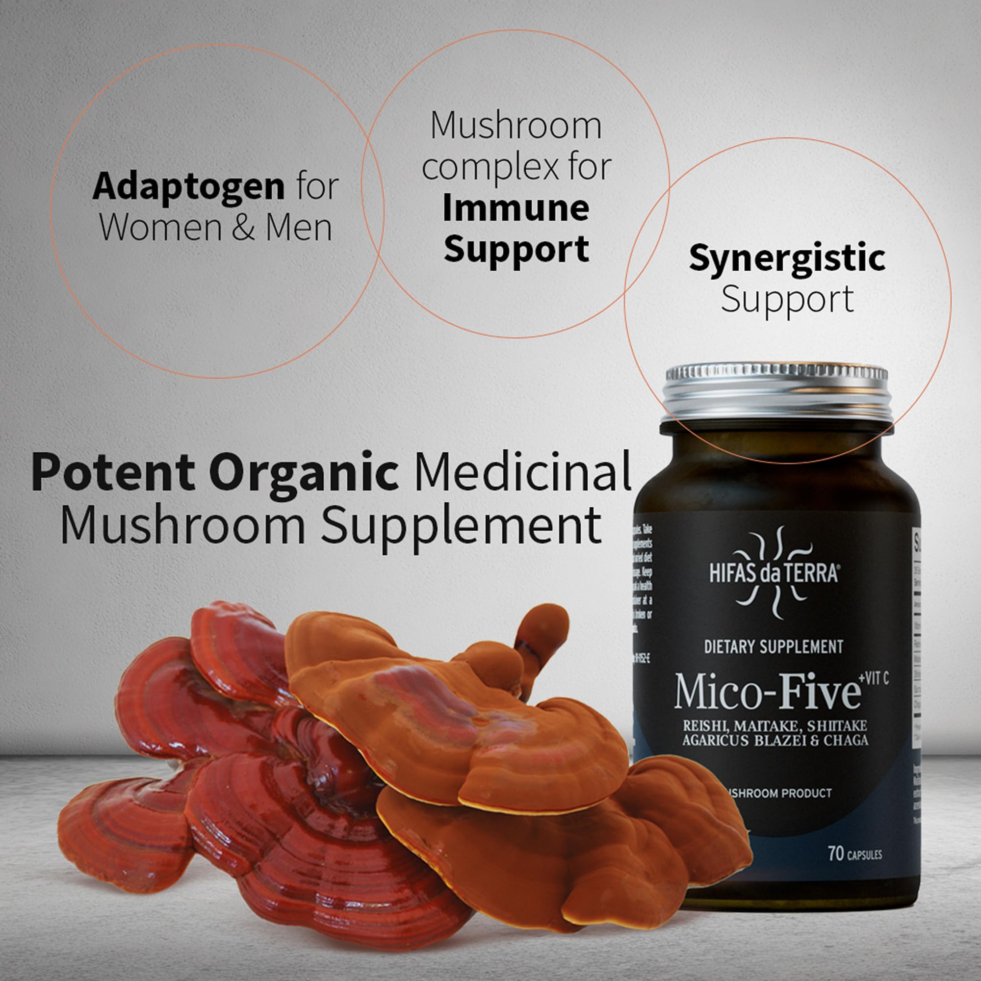 Reishi presente en Mico-Five aporta sensación de apoyo suave.