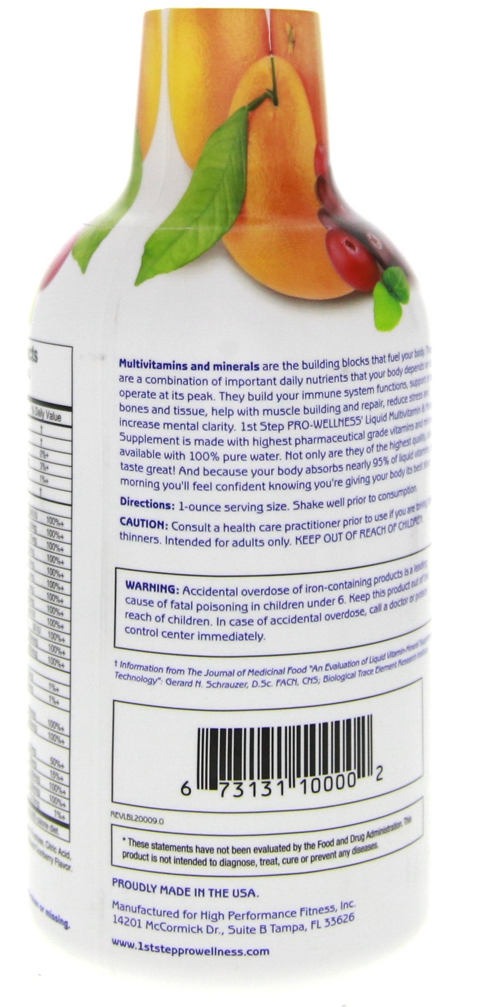 High Performance 1st Step Pro-Wellness, tapa segura para uso diario.