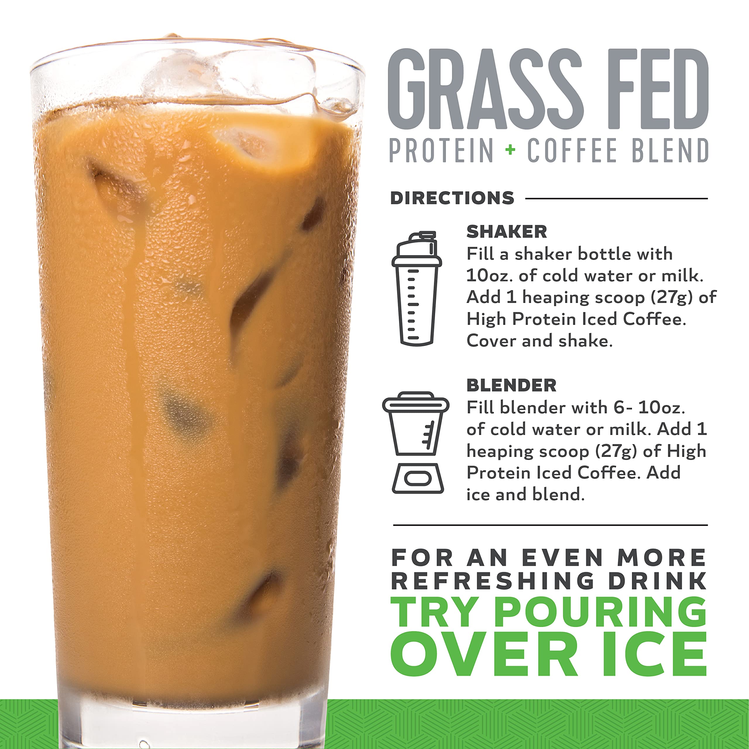 High Protein Coffee batido cremoso, perfecto para post-entrenamiento con leche.