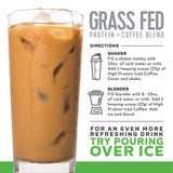 High Protein Coffee batido cremoso, perfecto para post-entrenamiento con leche.