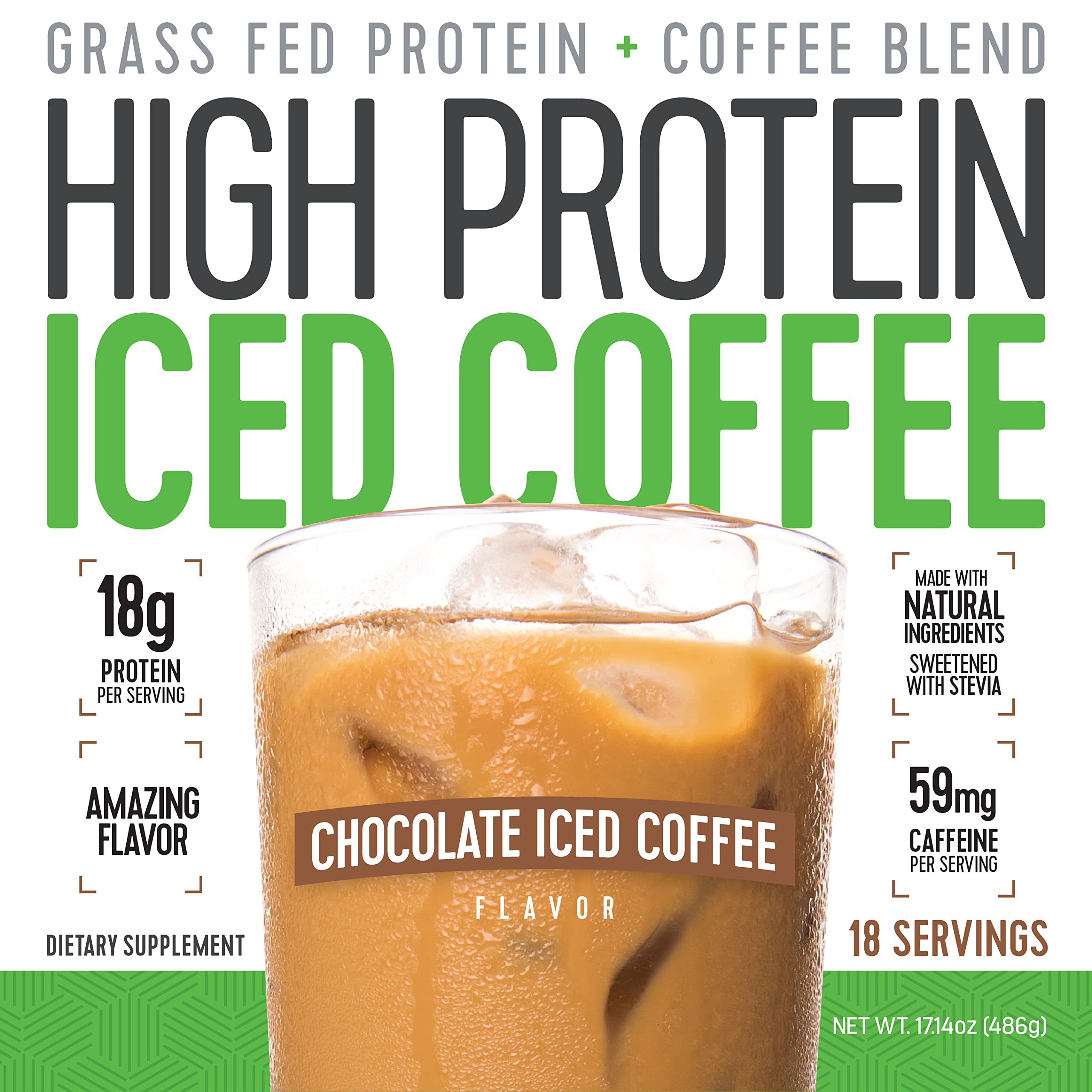 High Protein Coffee etiqueta nutricional visible, claridad en ingredientes y beneficios potenciales.