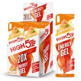 HIGH5 gel energético naranja jugosa envase, sabor natural para entrenamiento.