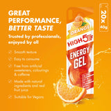 HIGH5 gel energético naranja jugosa textura suave y fácil de tragar.