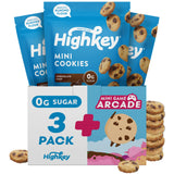HighKey galletas mini cetogénicas con chispas, paquete de 3, snack práctico.