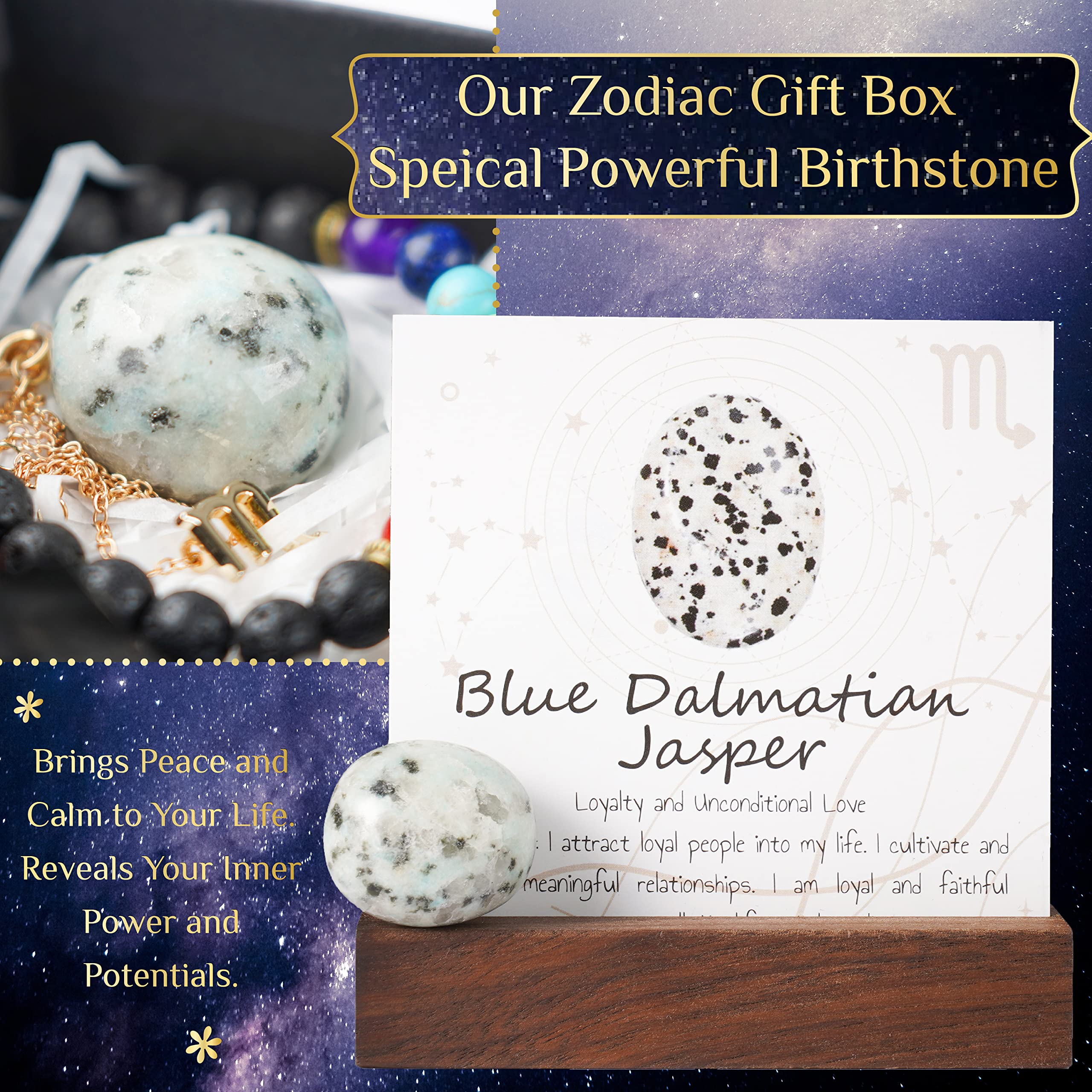Hihealer caja regalo negro dorado con borde zodiaco, presentación de lujo