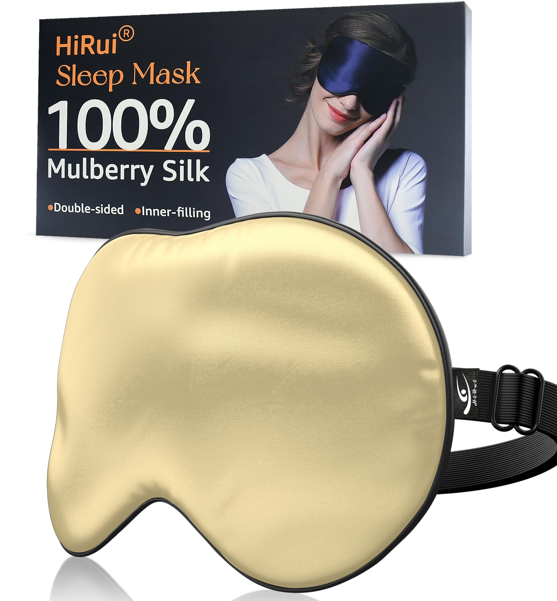 HiRui antifaz de seda de doble cara para descanso suave.
