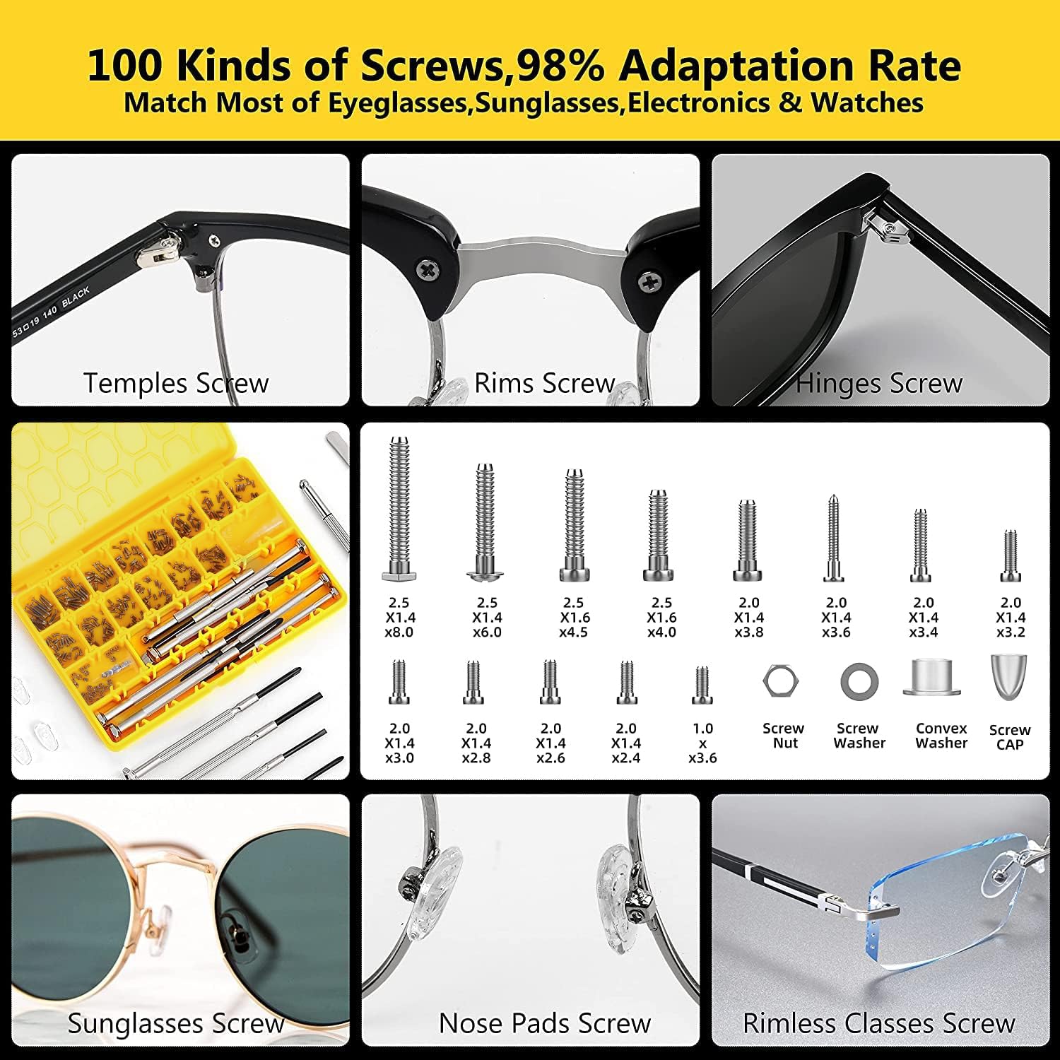 HIKETOLIGHT tornillos magnéticos para gafas, fijación estable y sin óxido.