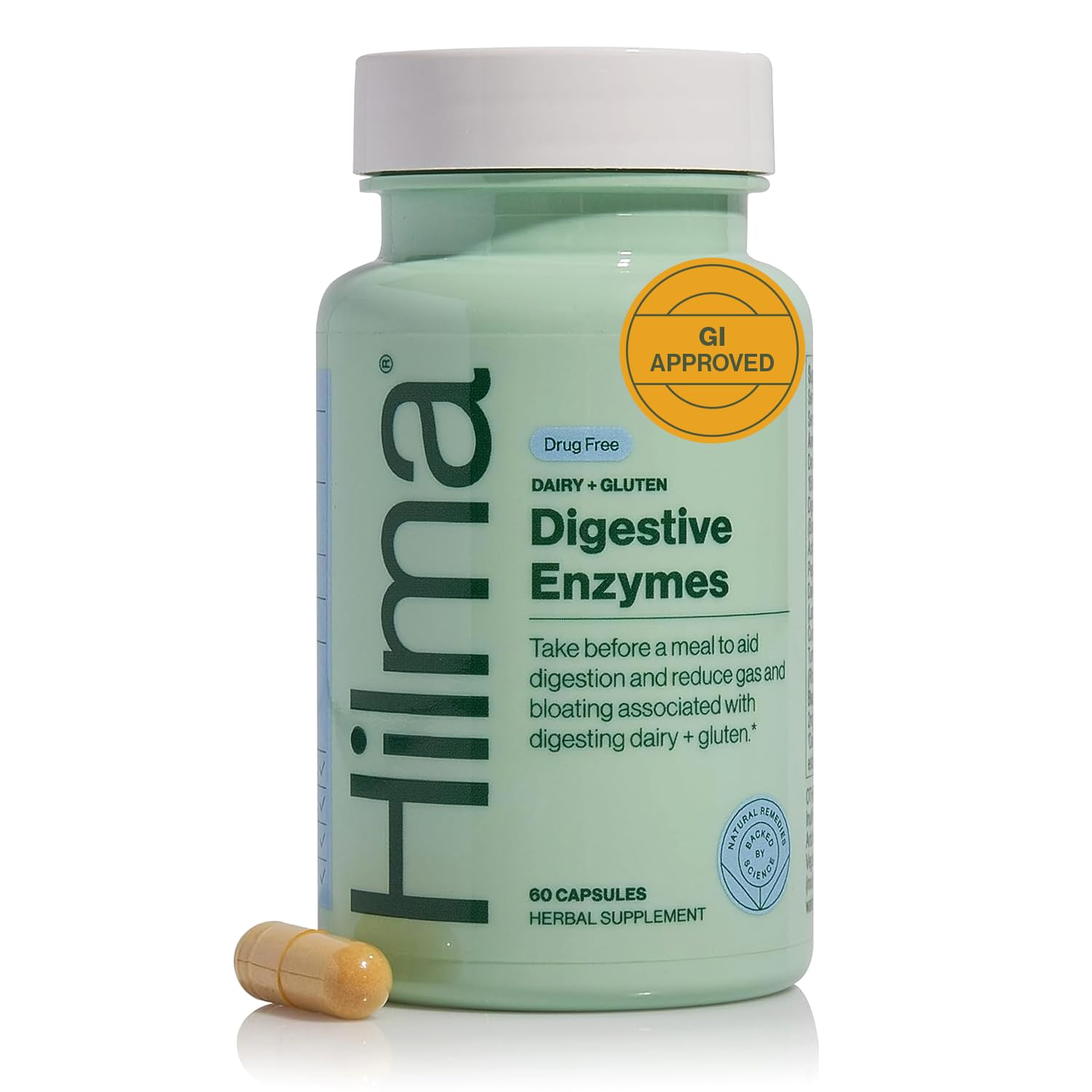 Hilma enzimas digestivas para mujeres en botella, apoyo a la digestión.