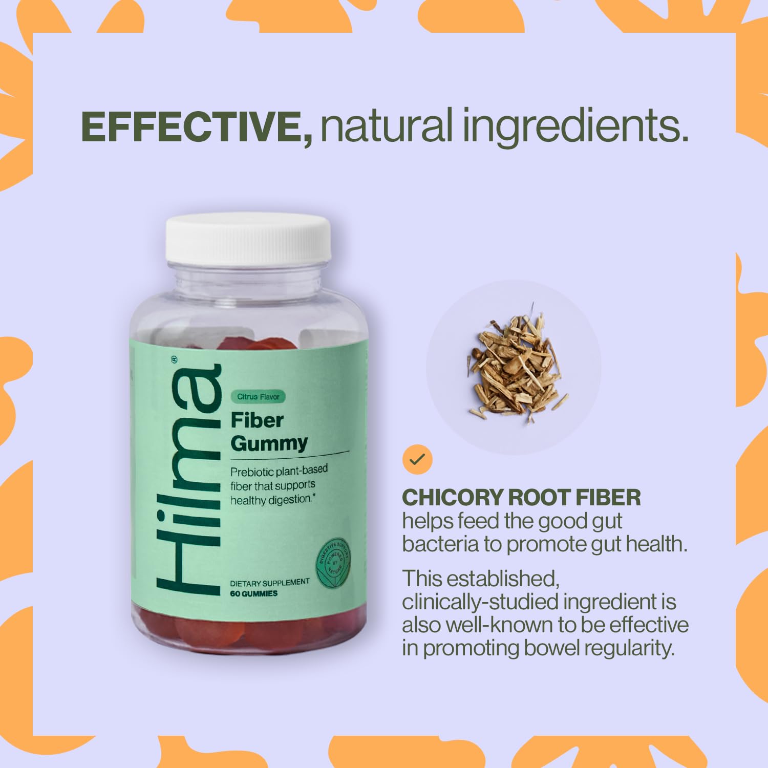 Hilma gominolas con fibra de chicoria 5 g para digestión suave.