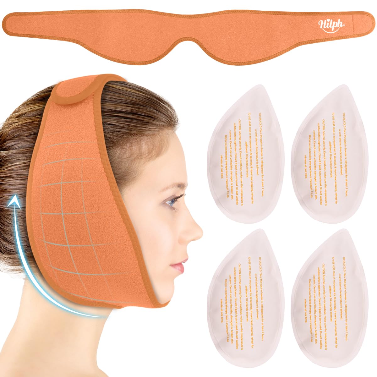 Hilph envoltura frío cara, alivio localizado para la mandíbula y el contorno facial.
