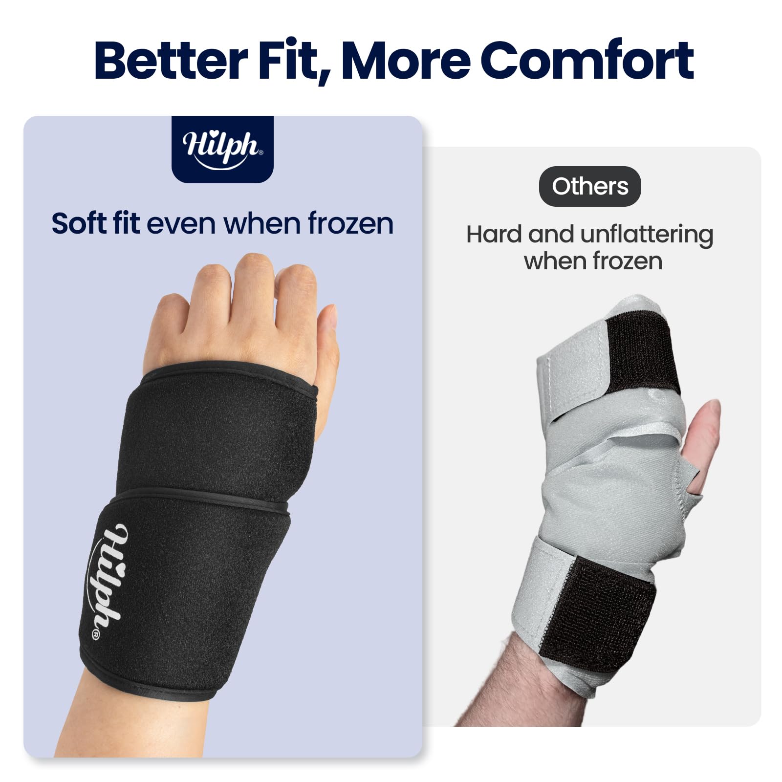Hilph gel suave y flexible al congelarse para contacto cómodo.