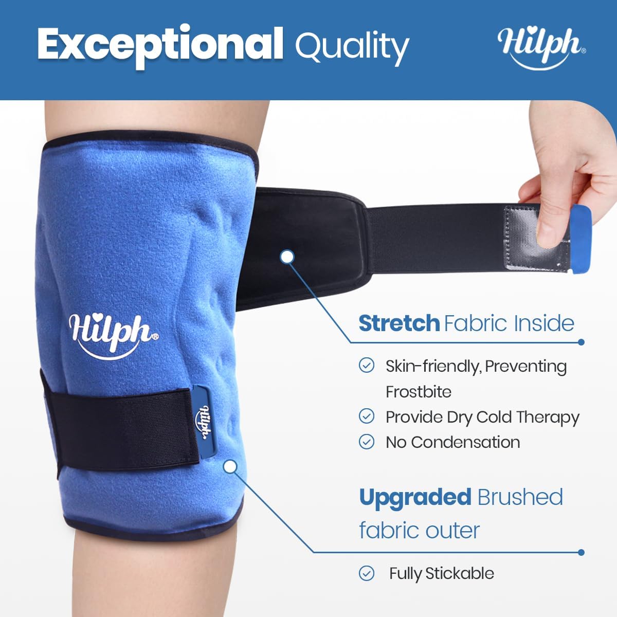 Hilph rodillera diseño anatómico flexible se adapta a la rodilla.