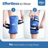 Hilph rodillera con sistema frío-calor y dos correas ajustables para ajuste seguro.