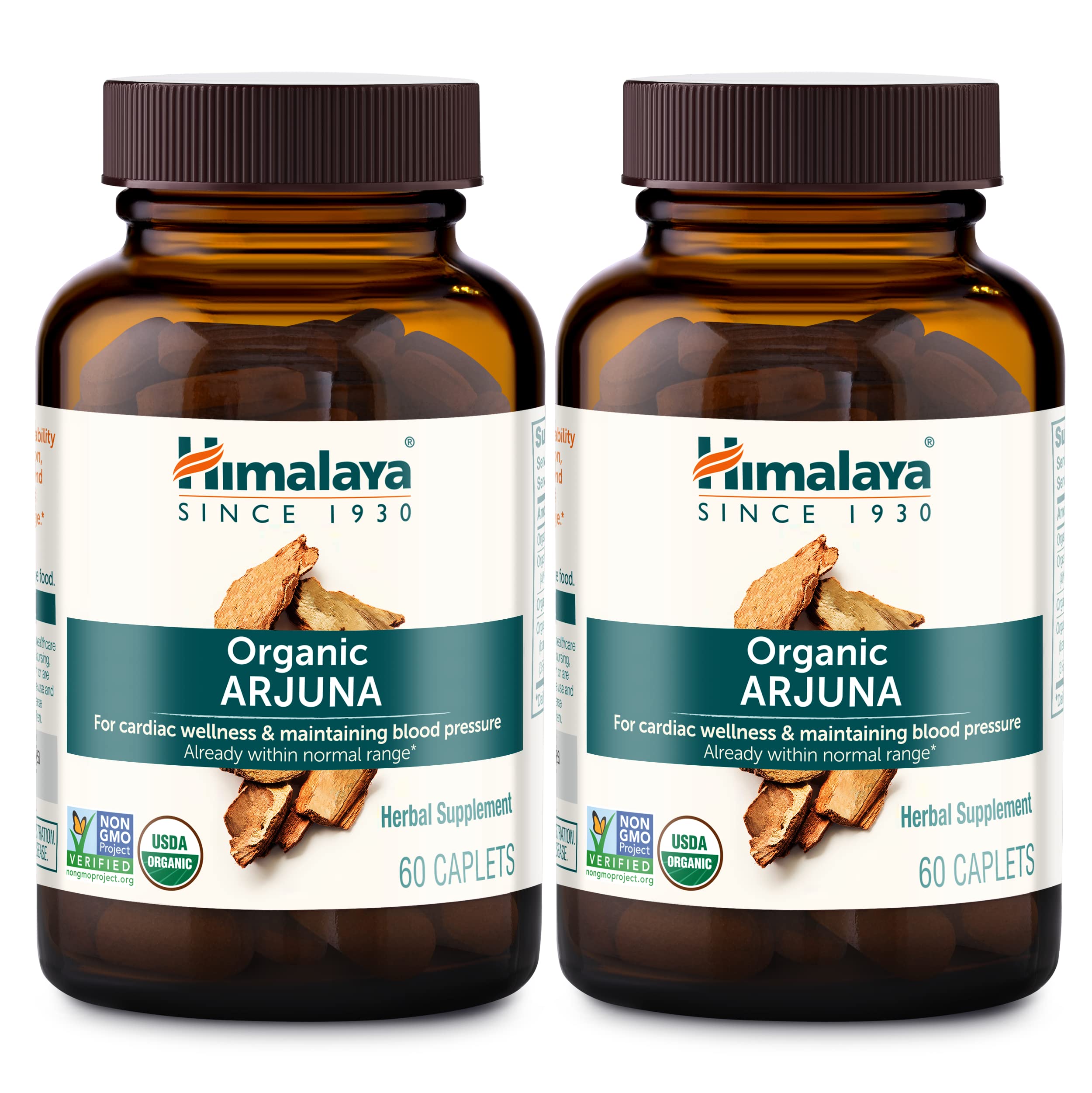 Botella de Himalaya Arjuna con cápsulas para uso diario de bienestar cardiovascular.