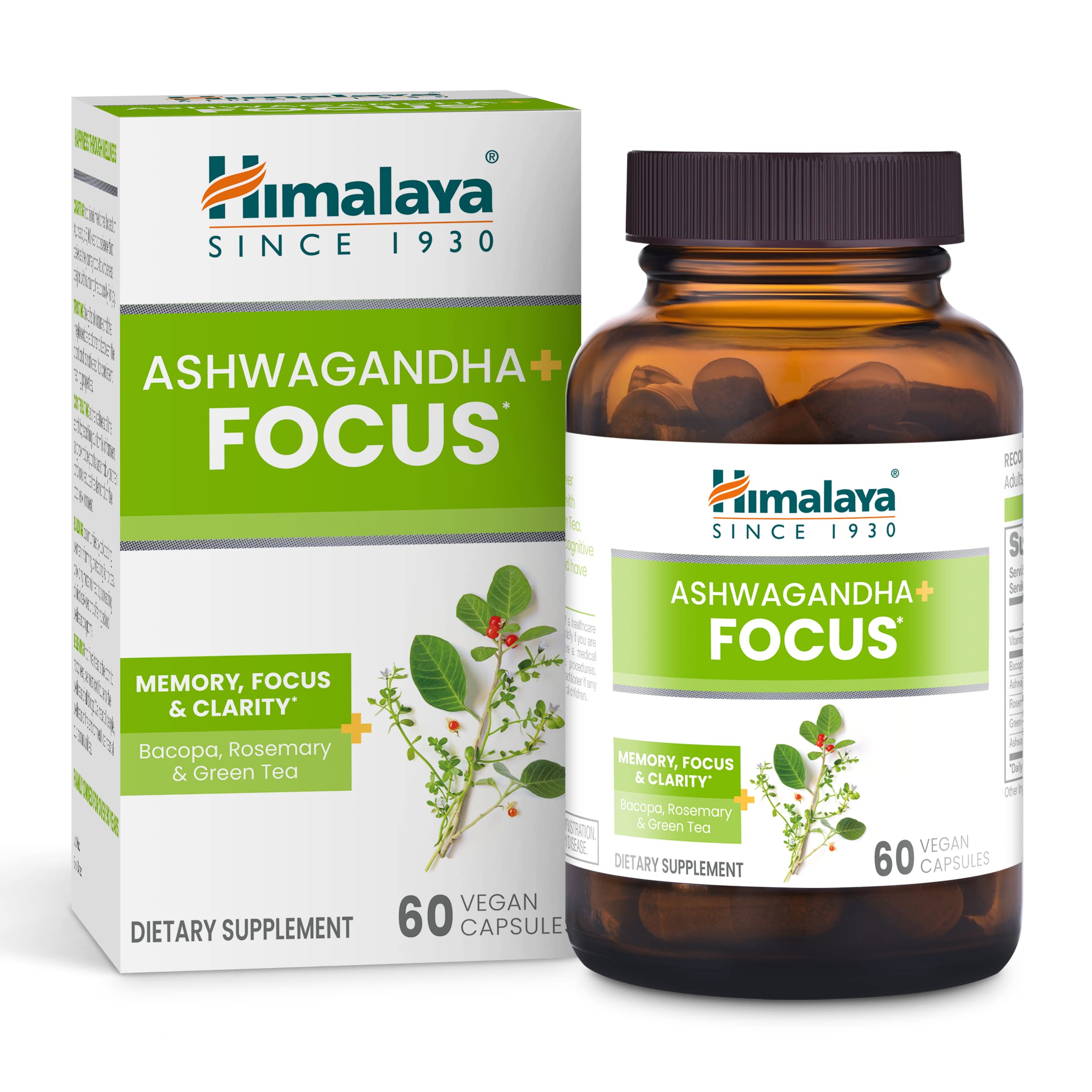 Himalaya Ashwagandha+ Enfoque: botella de comprimidos para claridad y concentración diaria