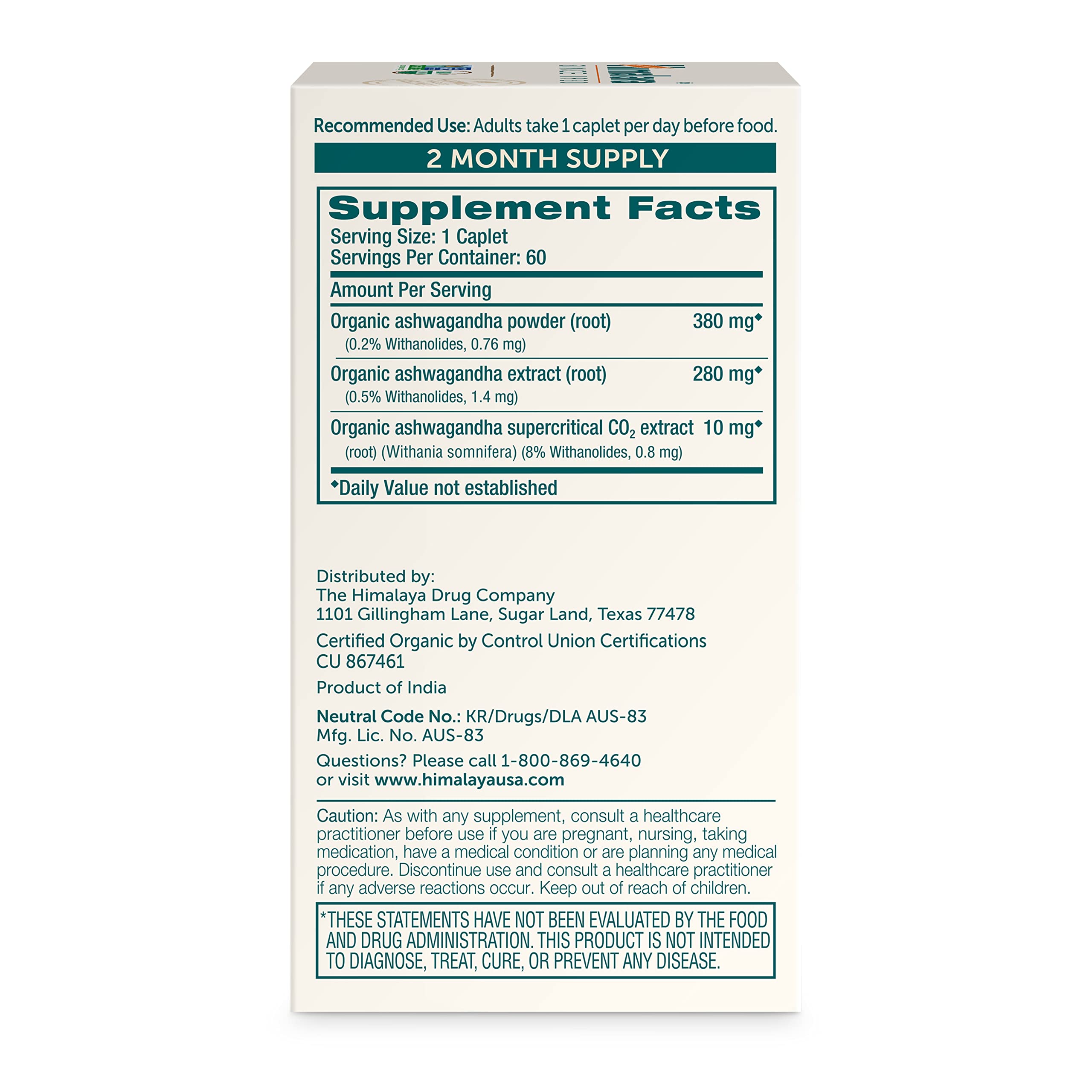 Himalaya Ashwagandha Orgánica: etiqueta USDA garantiza cultivo y calidad