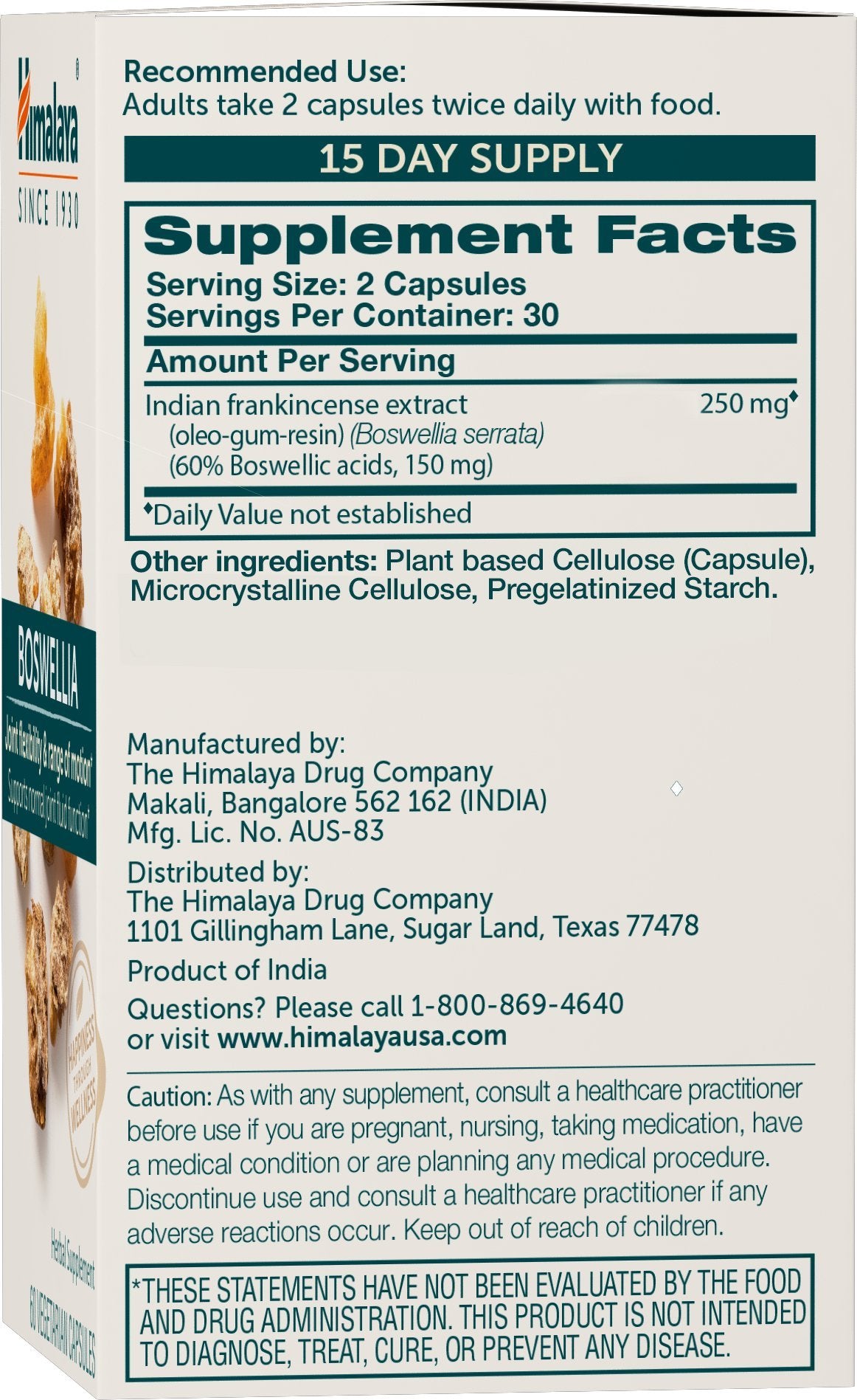 Himalaya Boswellia: envase y etiqueta para movilidad diaria