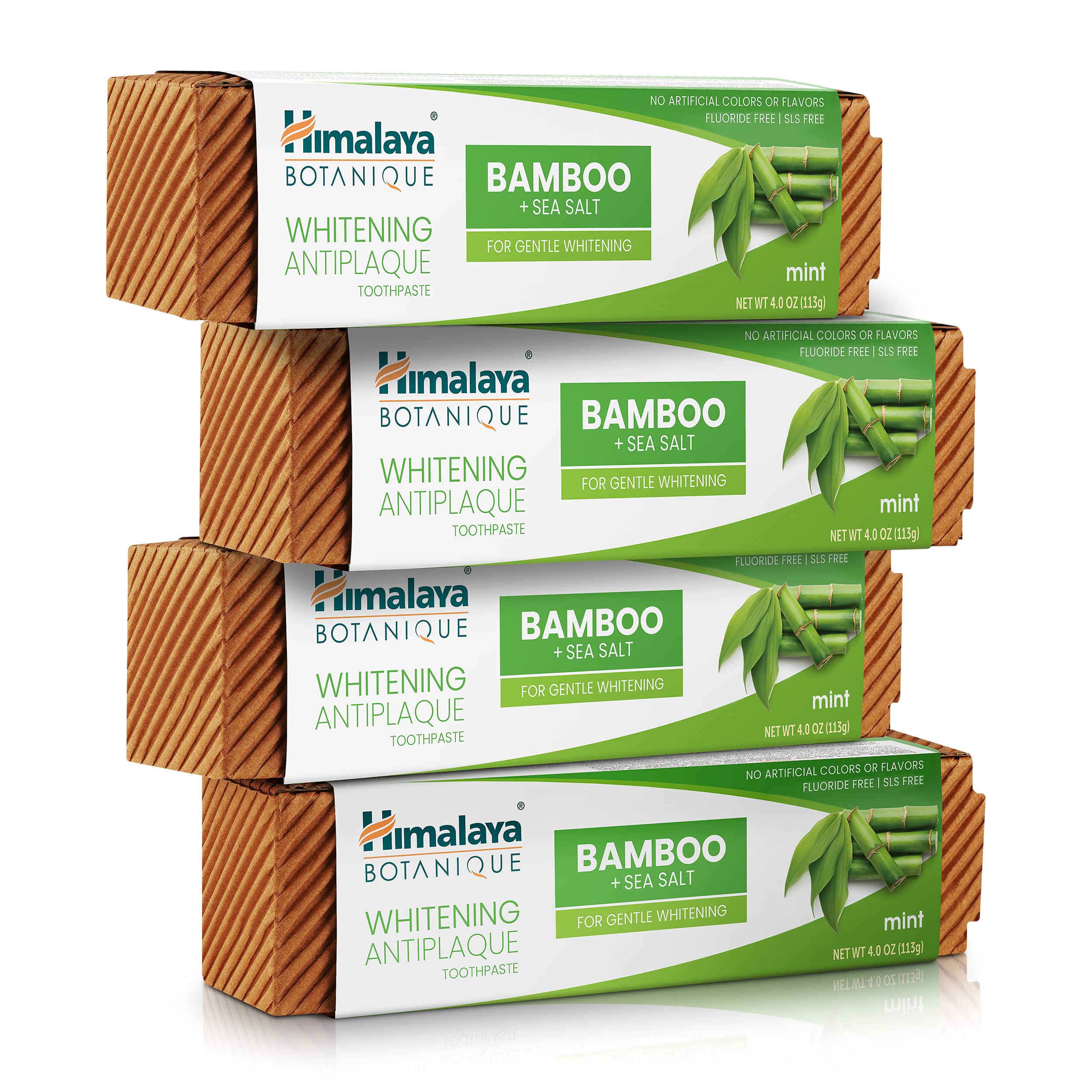 Himalaya Botanique con bambú para dientes brillantes y encías sanas.