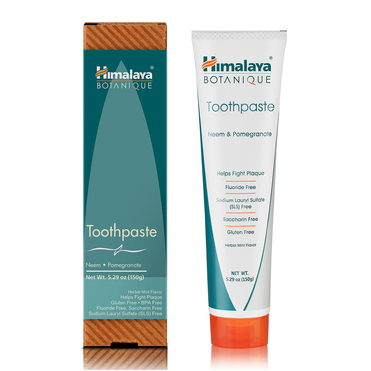 Dentífrico Himalaya Botanique neem granada en empaque, promué limpieza suave.