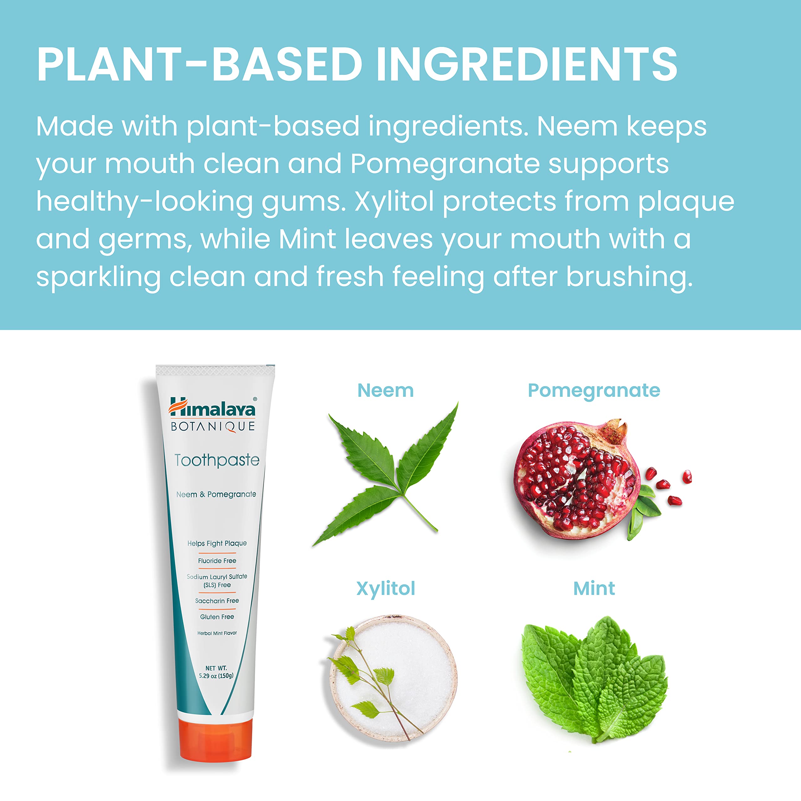 Himalaya Botanique sin fluoruro, formulación suave para cuidado oral.