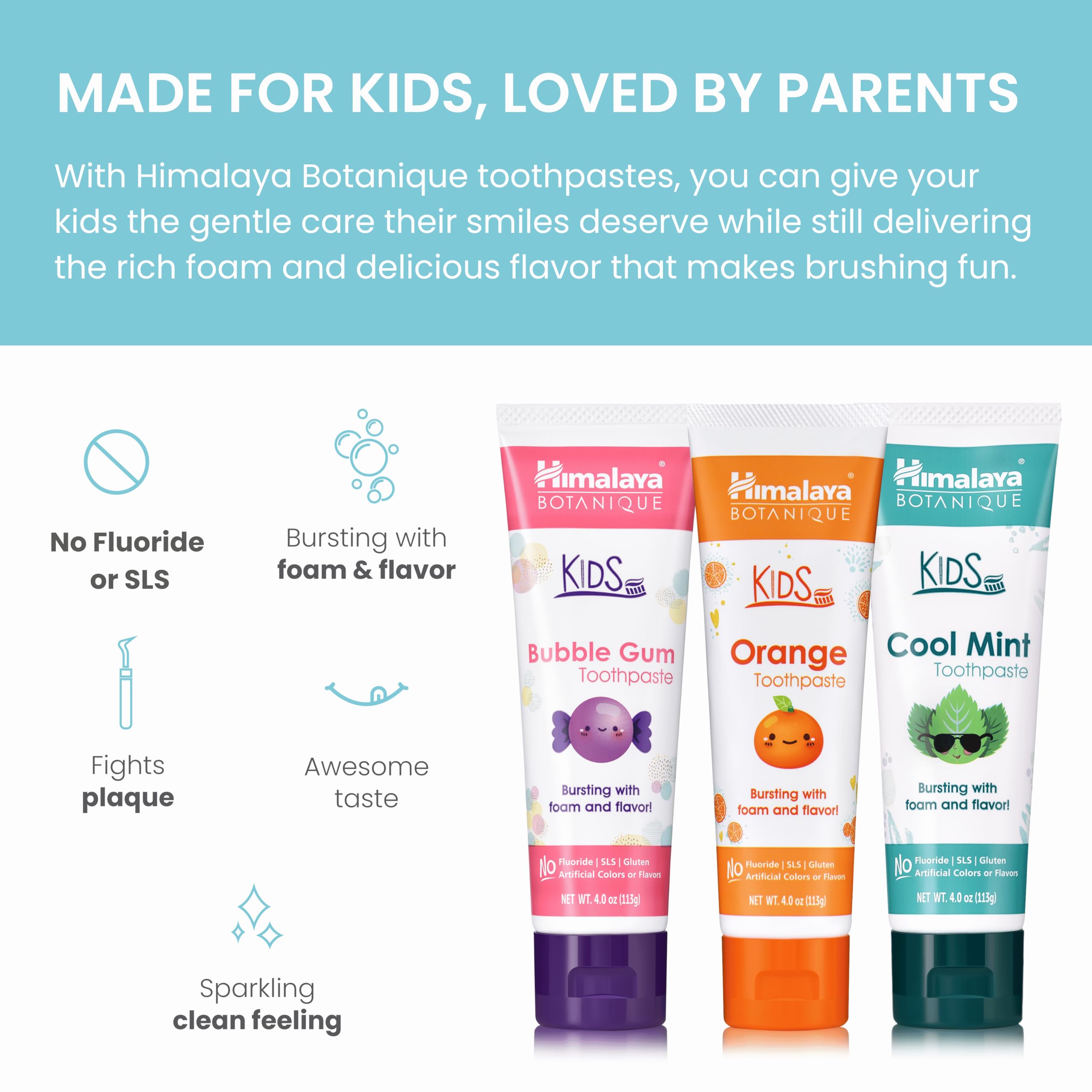 Pasta Himalaya Botanique para niños sabor chicle, fomenta hábitos de cepillado consistentes