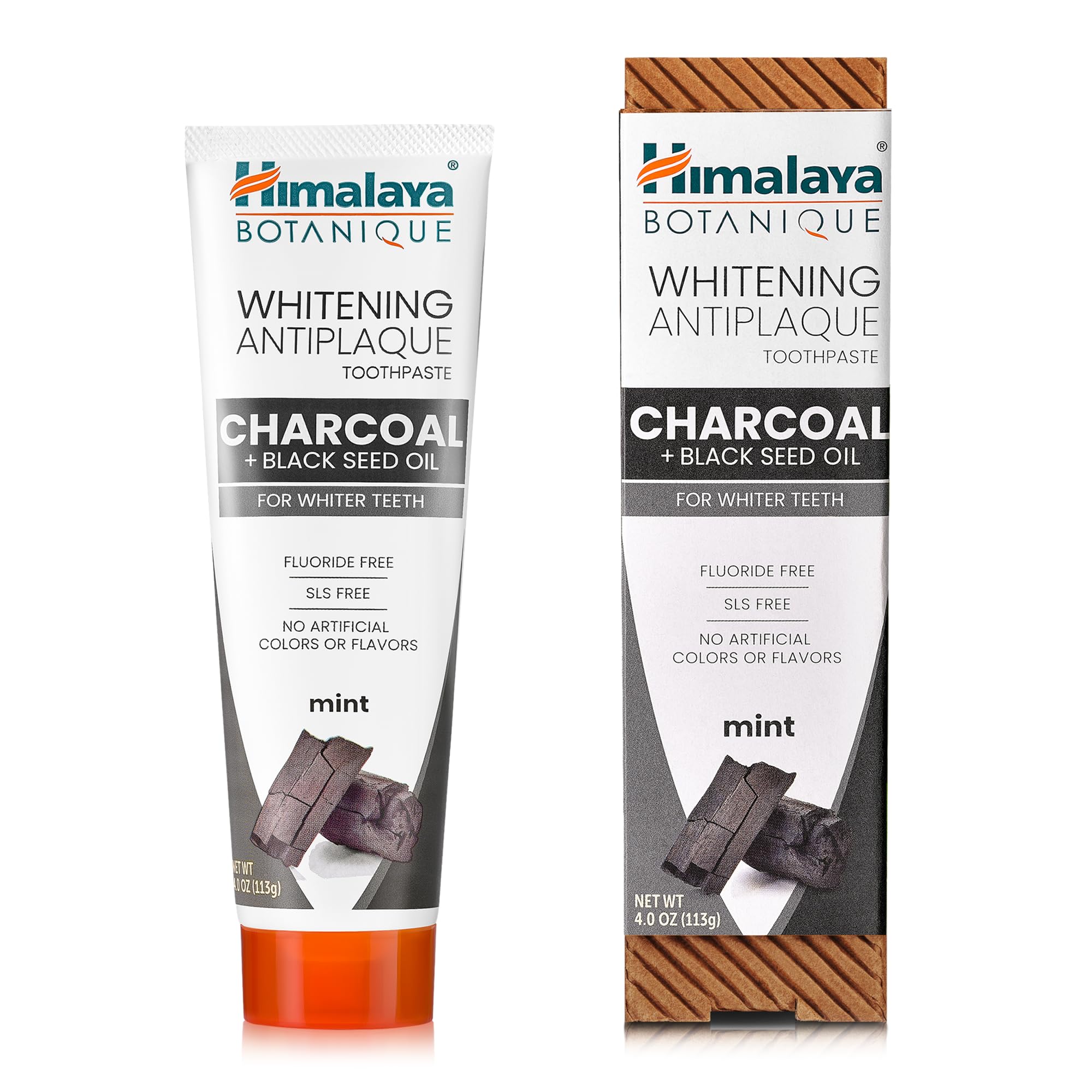 Pasta dental Himalaya Botanique con carbón activado para blanqueamiento suave