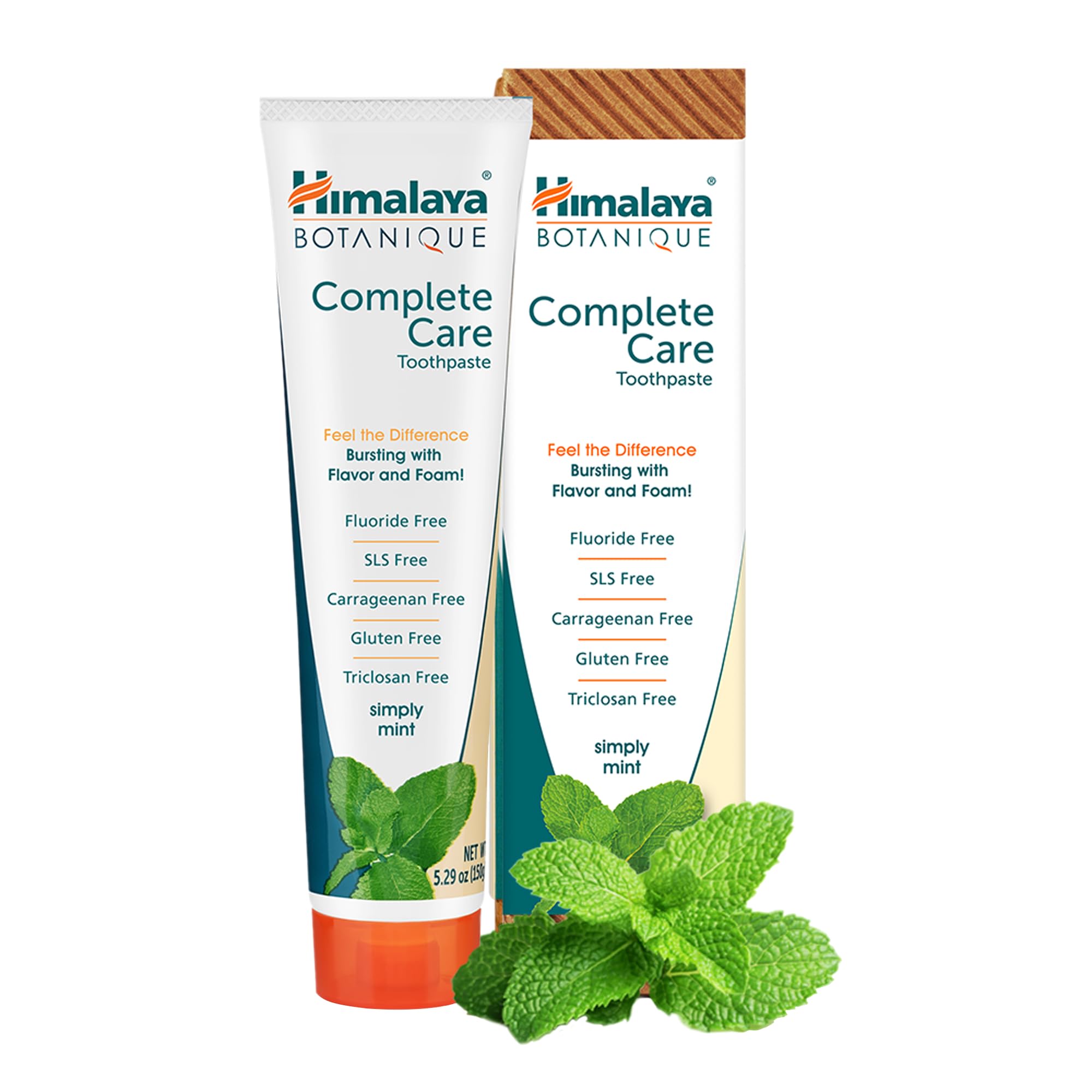 Pasta de dientes Himalaya Botanique mentolada, envase visible para limpieza suave diaria