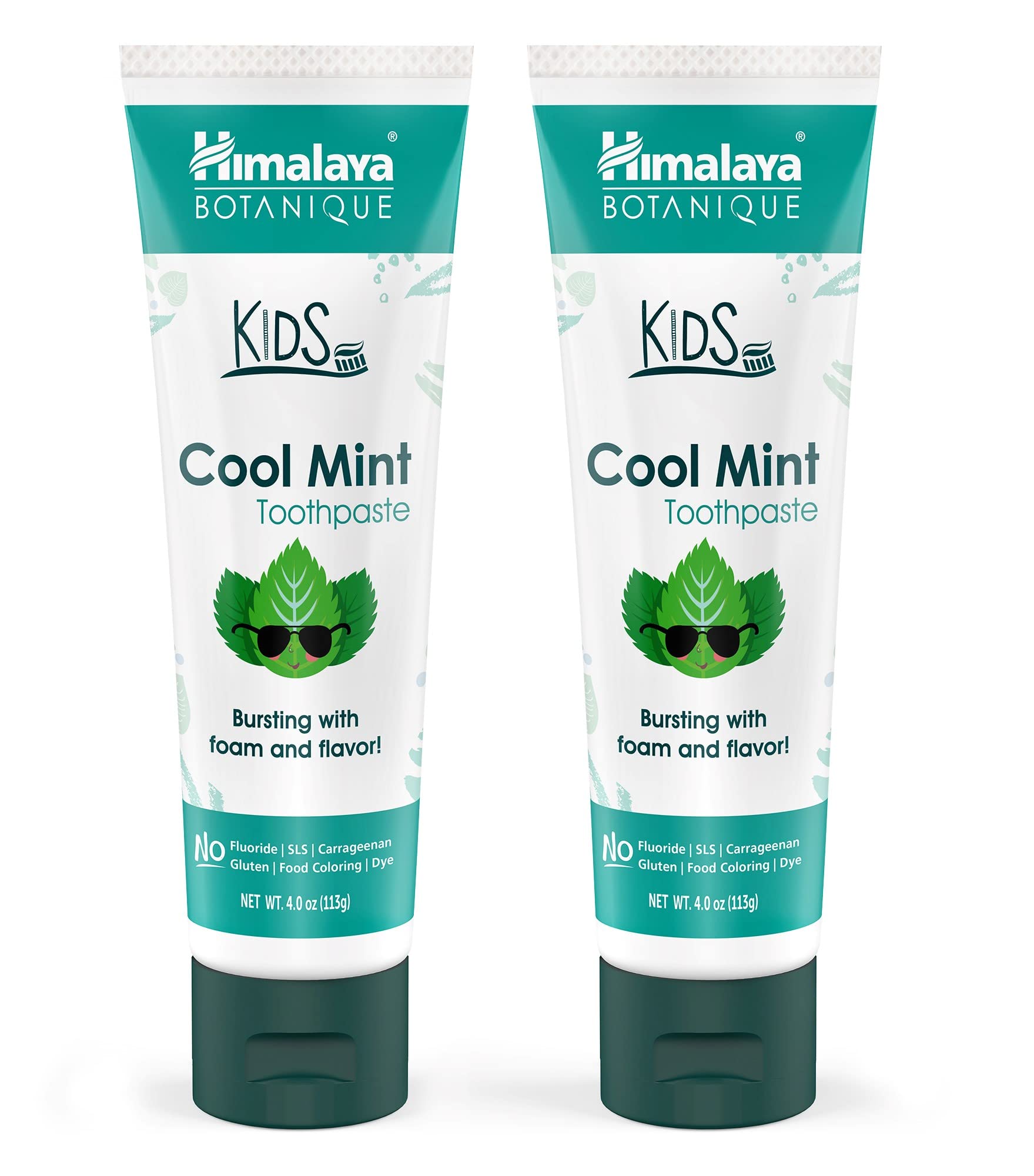 Himalaya Botanique para niños, envase frontal, cuidado suave para dientes y encías.