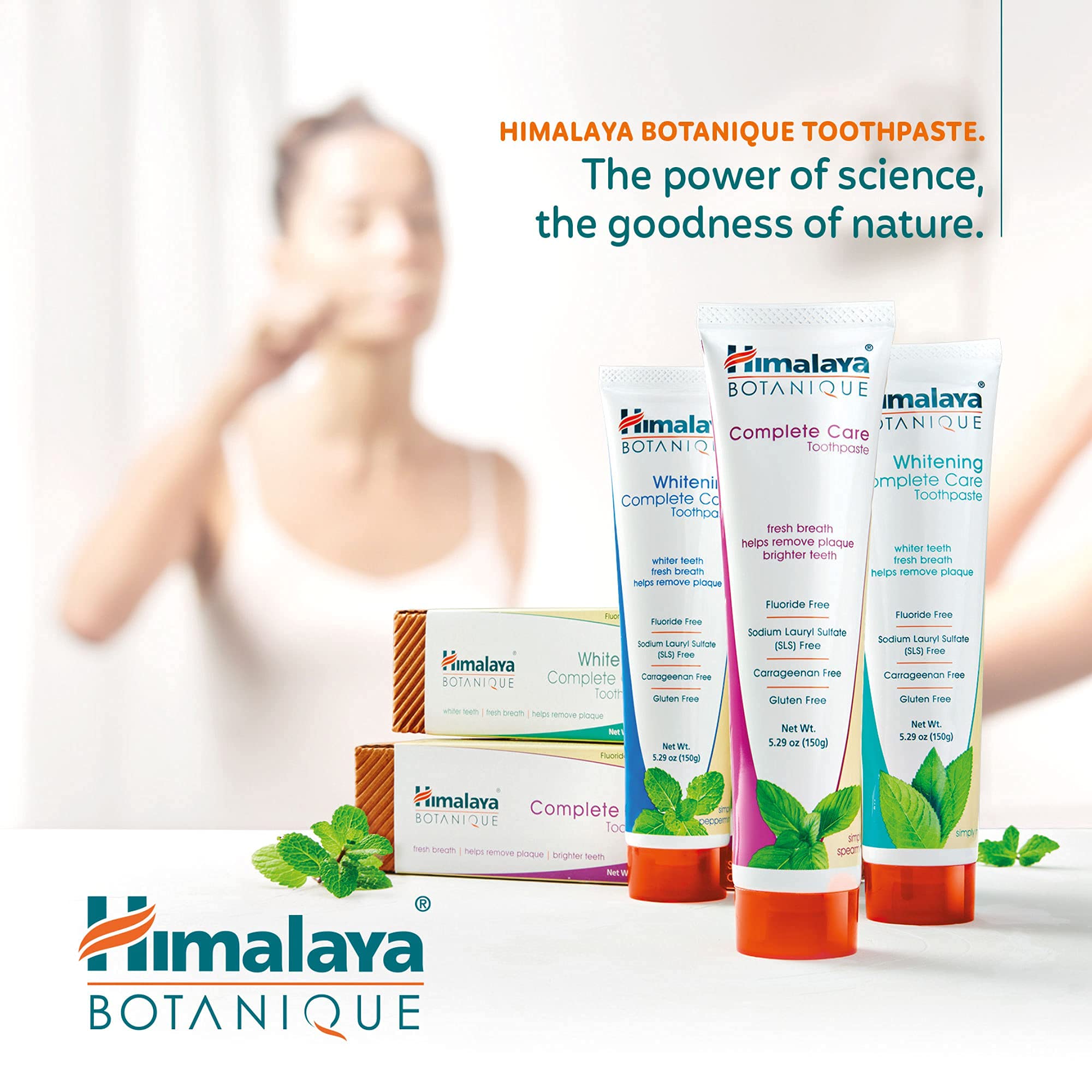 Pasta Himalaya Botanique para uso diario, aliento fresco y sonrisa clara.