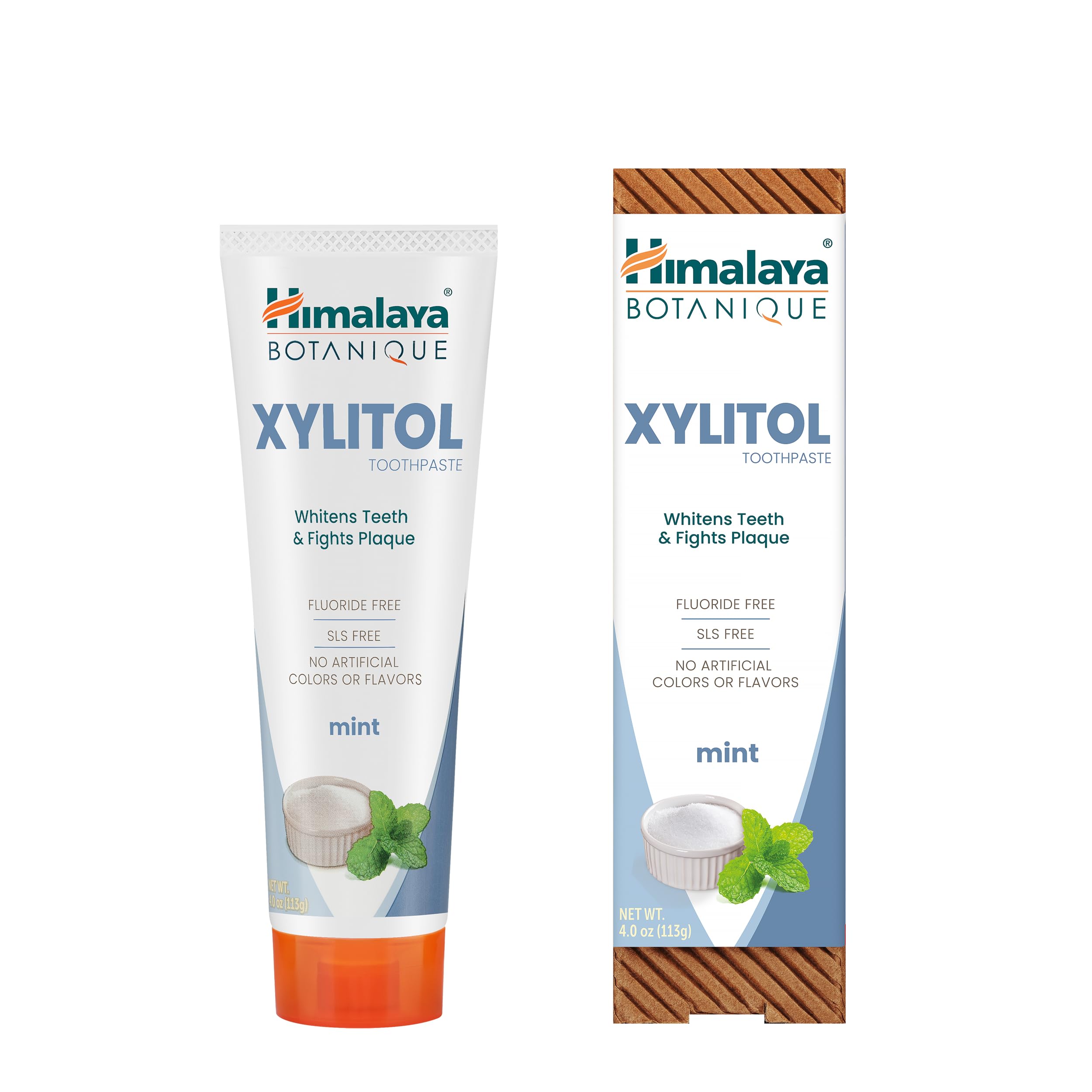 Pasta dental Himalaya Botanique con xilitol y menta para blanqueamiento suave.