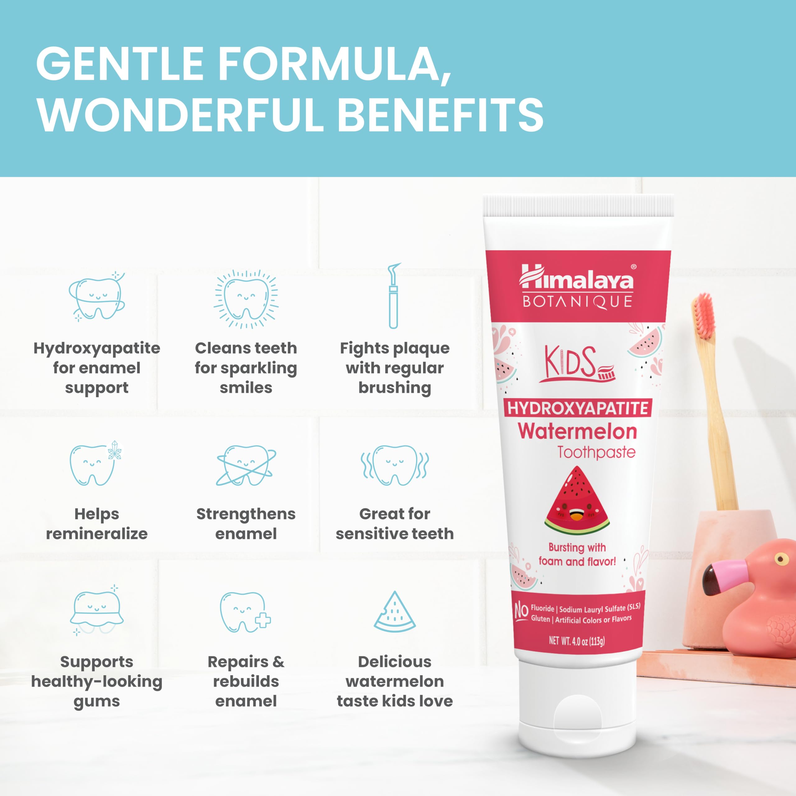 Himalaya Botanique para niños, cuidado diario de dientes sanos con sabor.