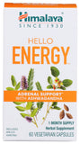 Etiqueta del producto Himalaya Hello Energy con ingredientes clave