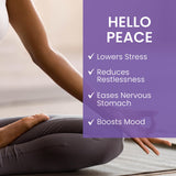 Etiqueta frontal de Himalaya Hello Peace muestra ingredientes ayurvédicos.