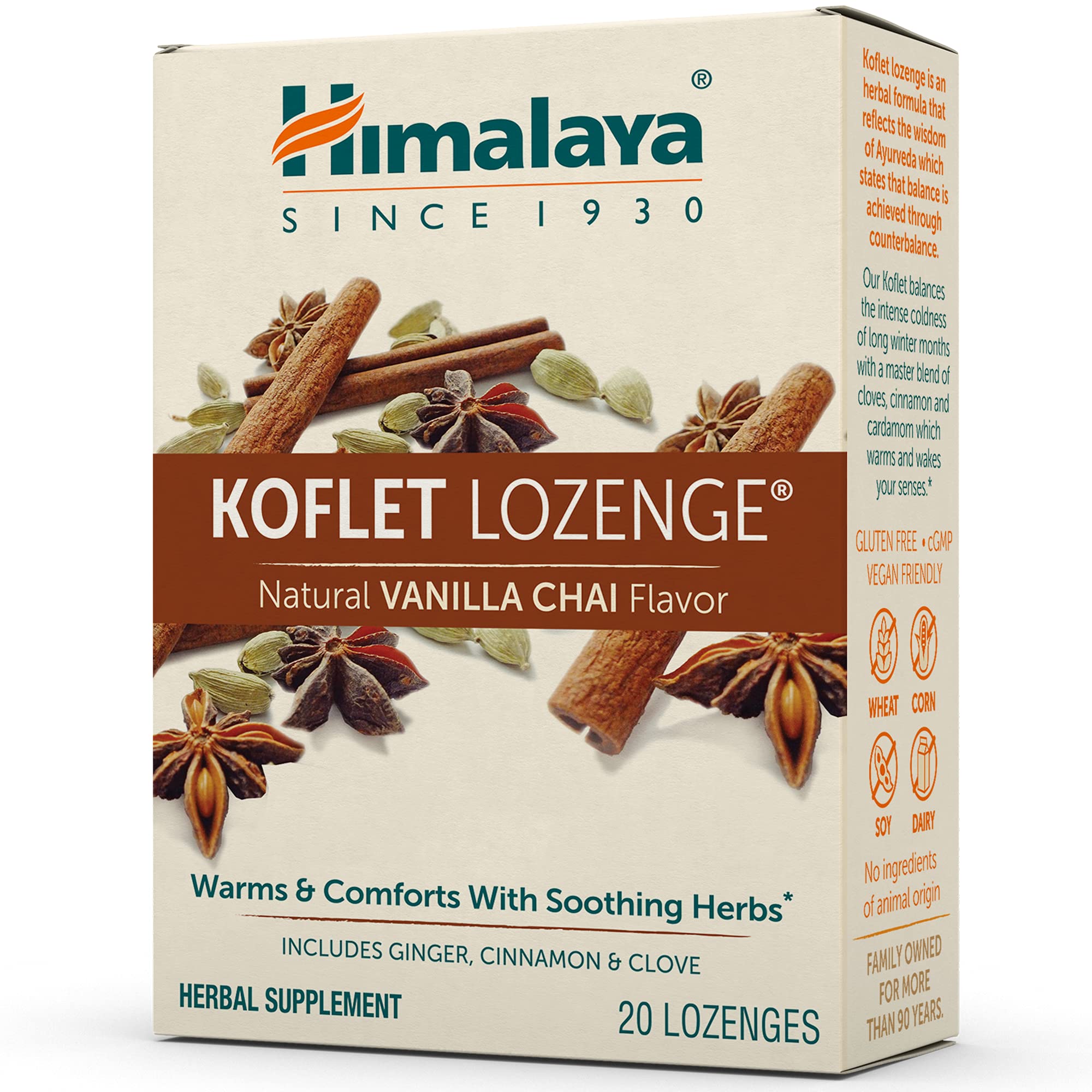 Himalaya Koflet Vanilla Chai, pastillas reconfortantes para la garganta