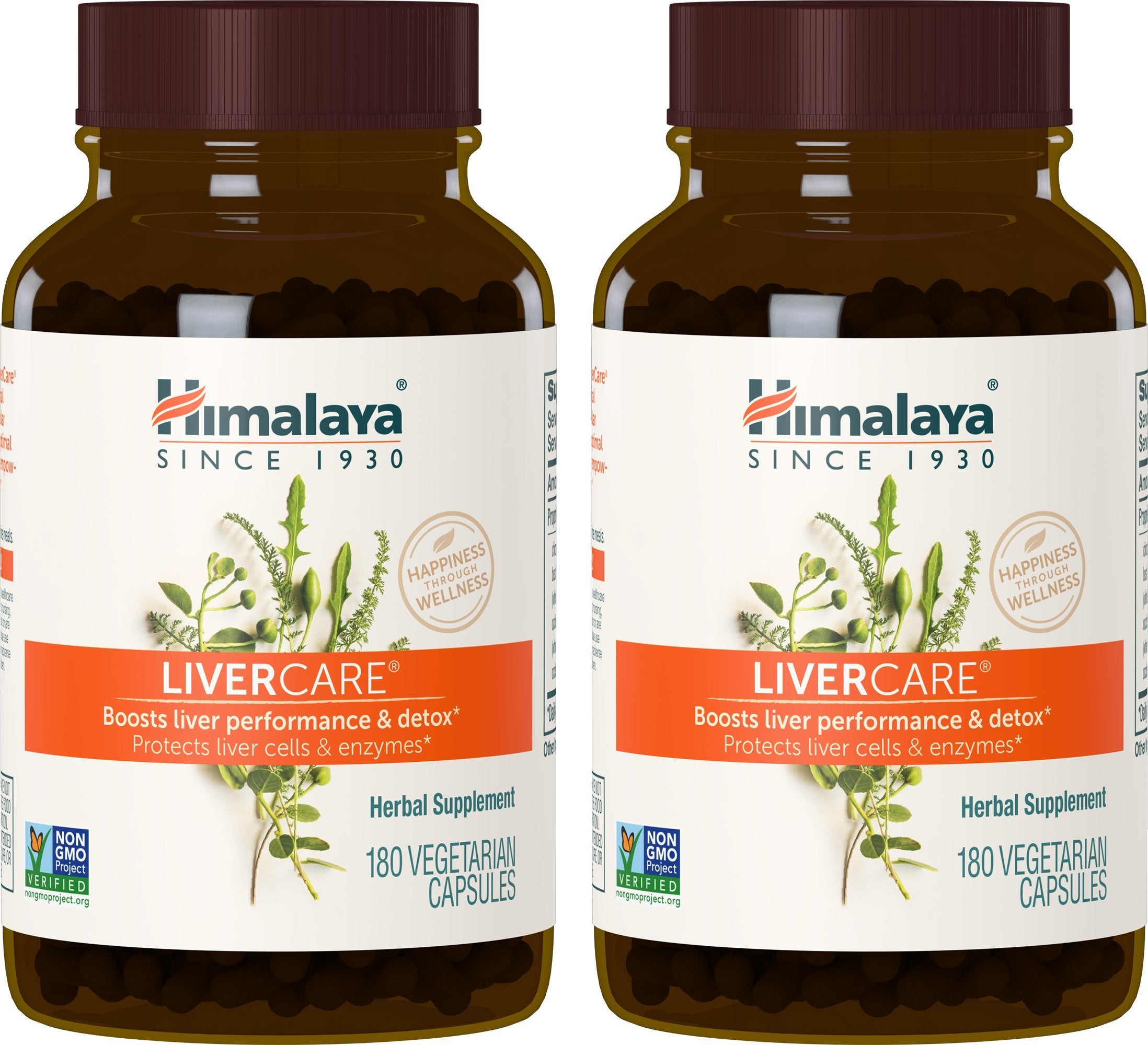 Himalaya LiverCare: botella de cápsulas para apoyo diario al hígado.